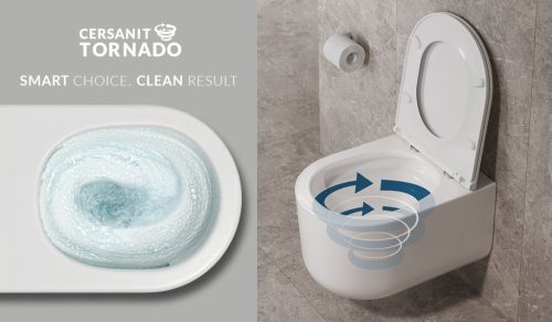 Cersanit REMO PRO Oval 931 kompakt WC szett, Tornado öblítéssel, slim duroplast WC-ülőkével